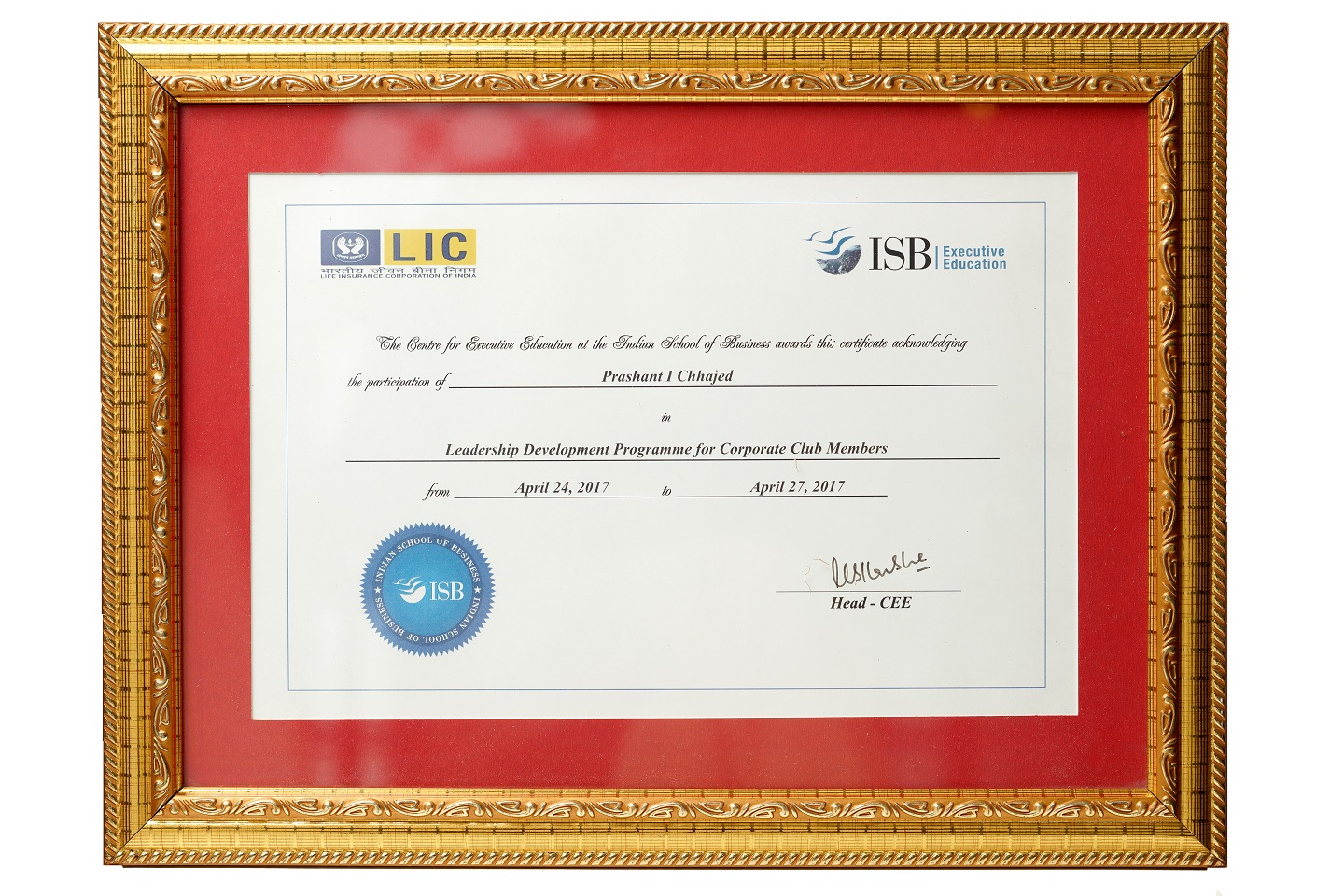 ISB executive education certificate